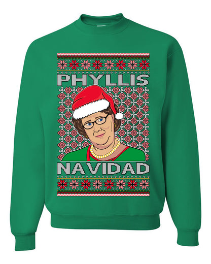 Crewneck Graphic Ugly Holiday Unisex Sweater Sweatshirt Office Shark & Hammer Phyllis Navidad  Ugly Christmas Sweater Unisex Crewneck Sweatshirt