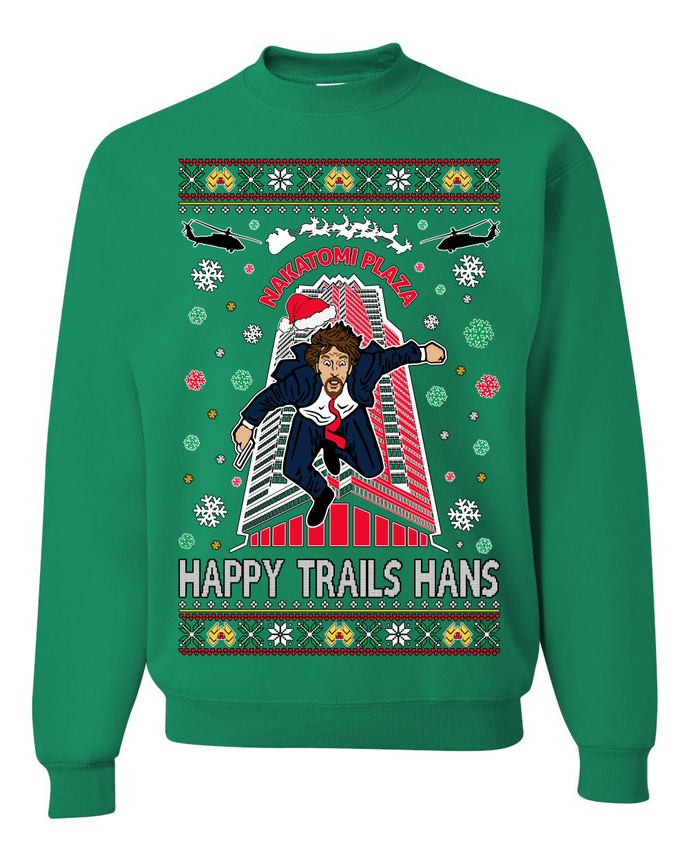 Crewneck Ugly Holiday Unisex Sweater Sweatshirt Nakatomi Plaza Happy Trails Hans Ugly Christmas Sweater Unisex Crewneck Sweatshirt