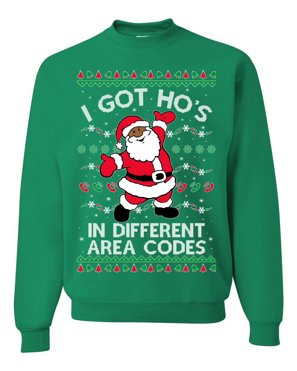 I Got Ho's in Different Area Codes, Black Santa Claus, Shark & Hammer, Premium Ugly Christmas Graphic Hoodie Sweater Sweatshirt Ugly Christmas Sweater Unisex Crewneck Sweatshirt