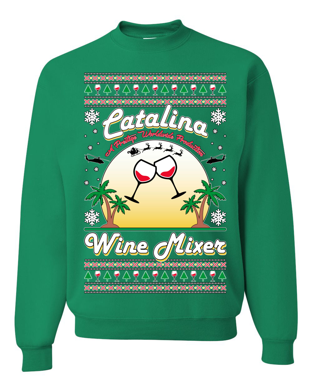 Unisex Crewneck Sweatshirt Ugly Xmas Sweater, Catalina Wine Mixer Boats and Hoes Step Brothers, Shark & Hammer  Ugly Christmas Sweater Unisex Crewneck Sweatshirt
