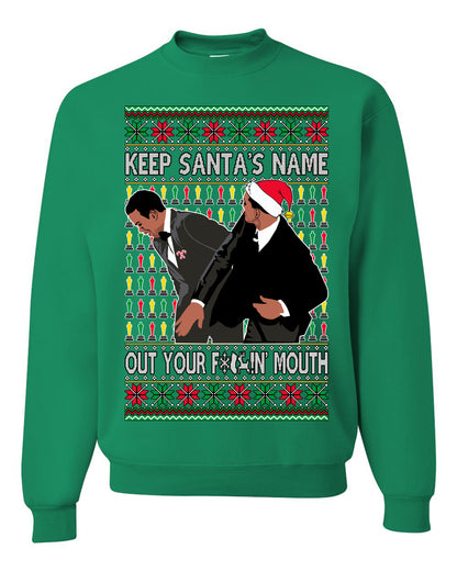 Ugly Xmas Crewneck Sweater Graphic Sweatshirt Unisex Will Slaps Chris Award Show Wife Joke Meme Clean Parody  Ugly Christmas Sweater Unisex Crewneck Sweatshirt