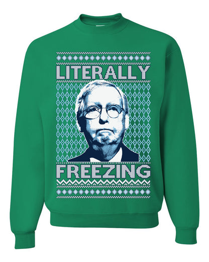 Literally Freezing McConnell , Merry Christmas Tee, Ugly Christmas,  Sweater Unisex Crewneck Sweatshirt
