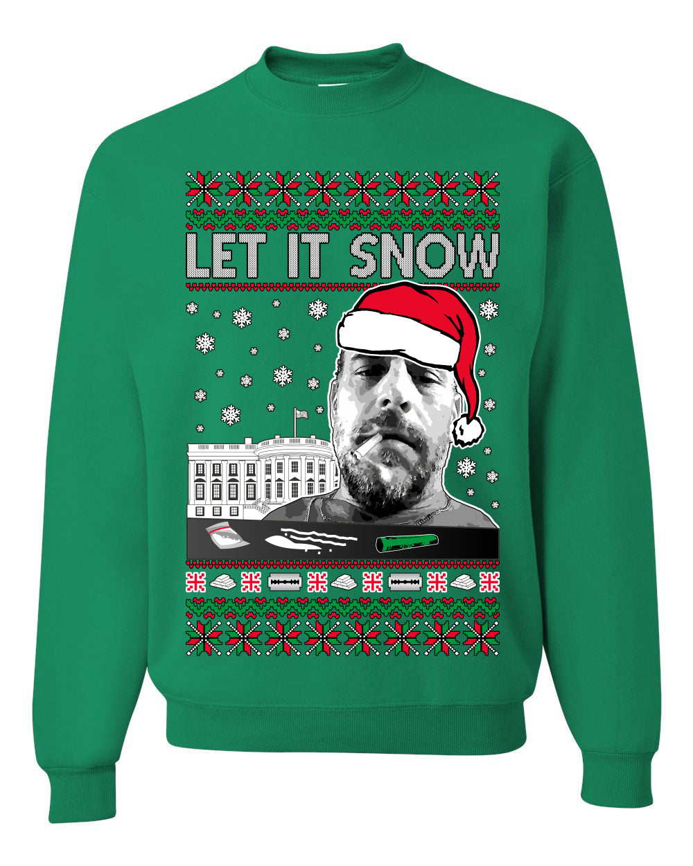 Hunter Let It Snow Biden , Merry Christmas Tee, Ugly Christmas,  Sweater Unisex Crewneck Sweatshirt