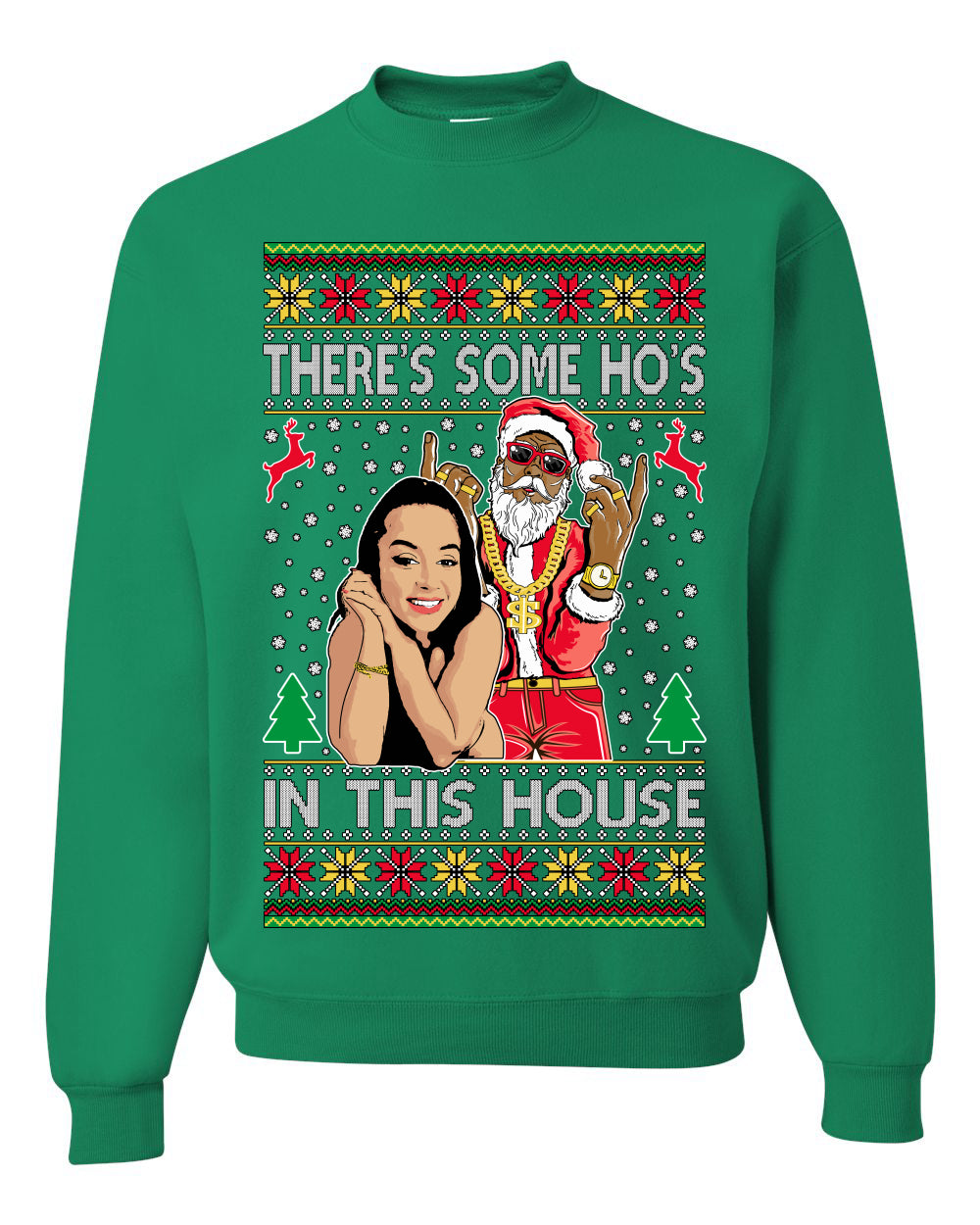 Santa the Plug Hos In This House , Merry Christmas Tee, Ugly Christmas,  Sweater Unisex Crewneck Sweatshirt
