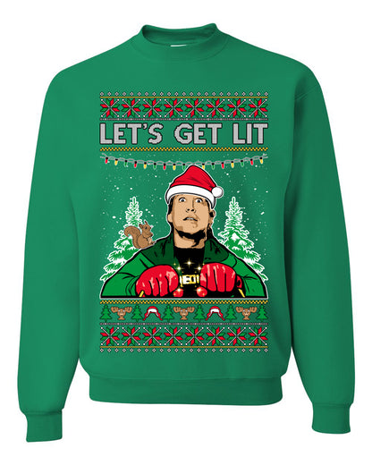 Let's Get Lit Clark Vacation Movie Parody Ugly Christmas Sweater, Christmas Gifts, Funny Xmas Gift Idea, Unisex Crewneck Sweatshirt