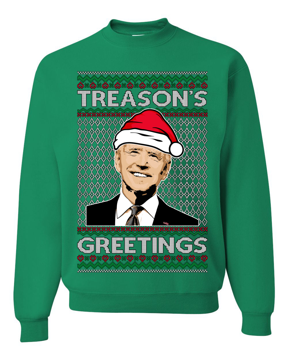 Treason's Greetings Biden President Humor Ugly Christmas Sweater, Christmas Gifts, Funny Xmas Gift Idea, Unisex Crewneck Sweatshirt