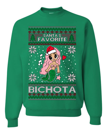 Christmas Karol Santa's Favorite Bichota, Christmas Gifts, Funny Xmas Gift Idea, Ugly Christmas Sweater Unisex Crewneck Sweatshirt