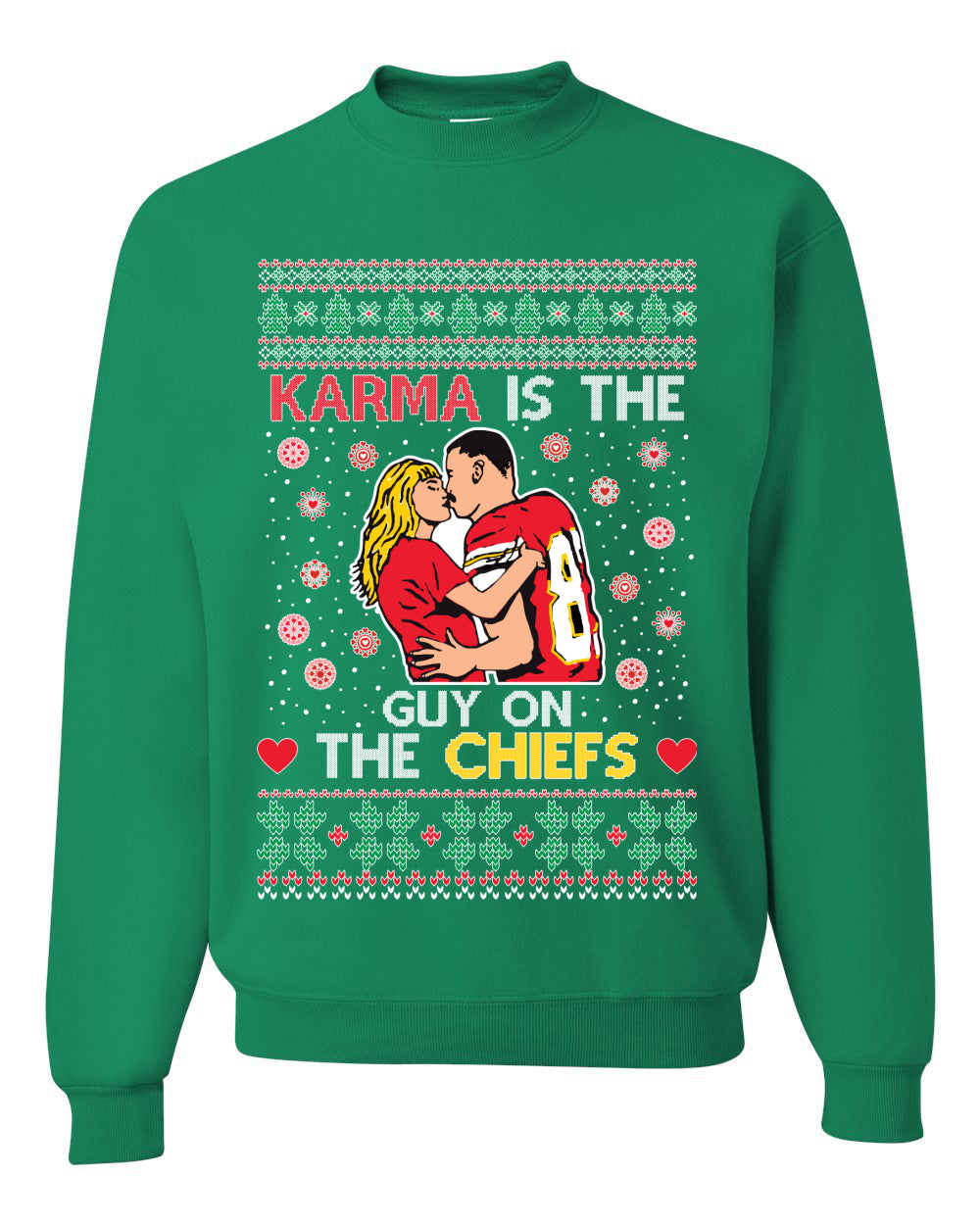 Karma is the Guy on the Football Team, Christmas Gifts, Funny Xmas Gift Idea, Ugly Christmas Sweater Unisex Crewneck Sweatshirt