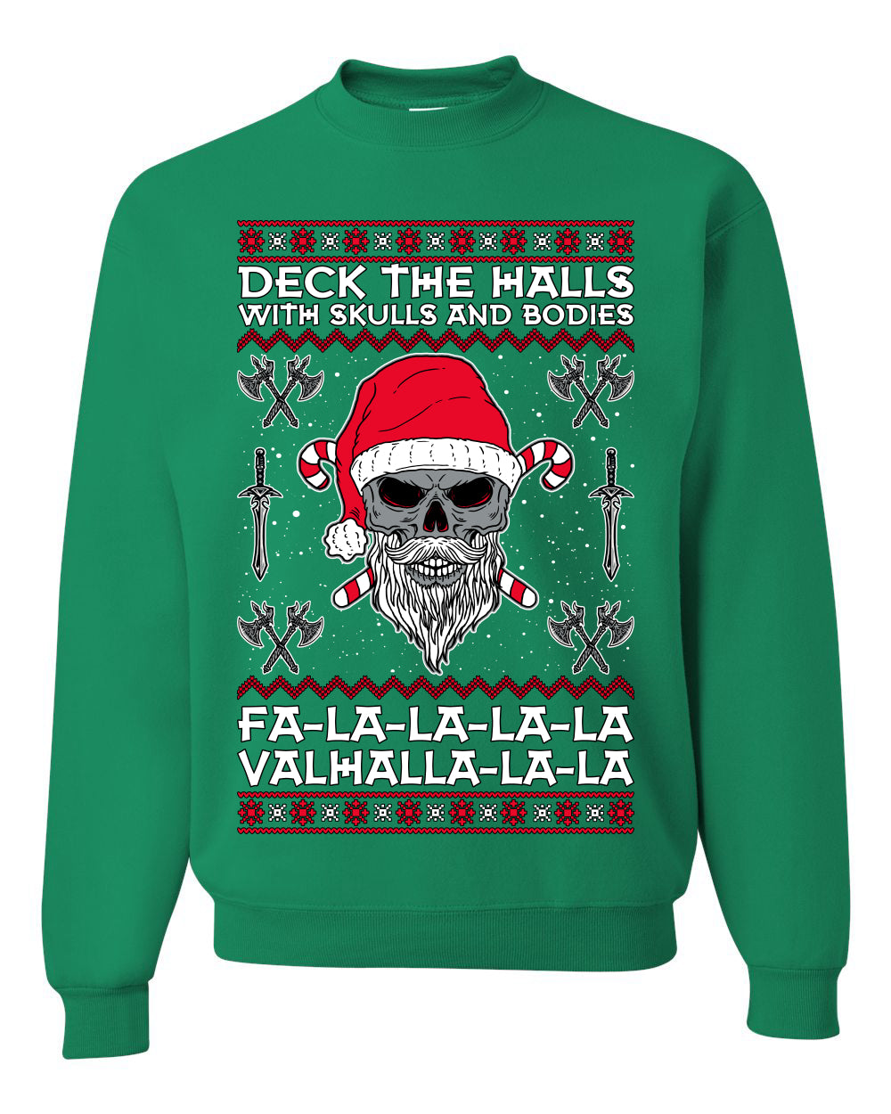 Valhalla Deck The Halls With Skulls & Bodies Movie Xmas Shirt, Christmas Gifts, Funny Xmas Gift Idea, Ugly Christmas Sweater Unisex Crewneck Sweatshirt