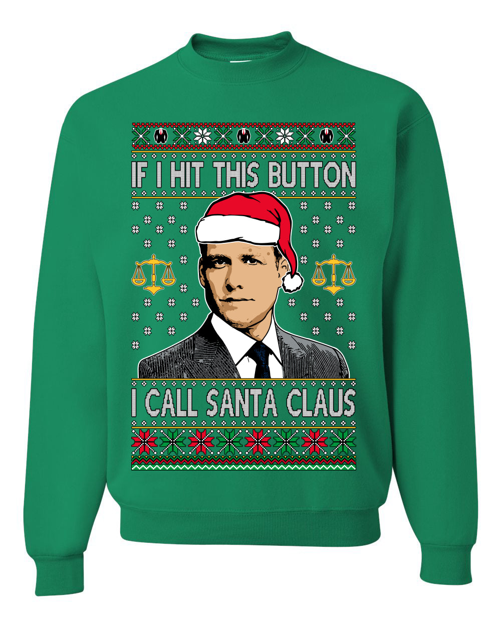 TV Show Parody Harvey Hit This Button I Call Santa Specter, Christmas Gifts, Funny Xmas Gift Idea, Ugly Christmas Sweater Unisex Crewneck Sweatshirt