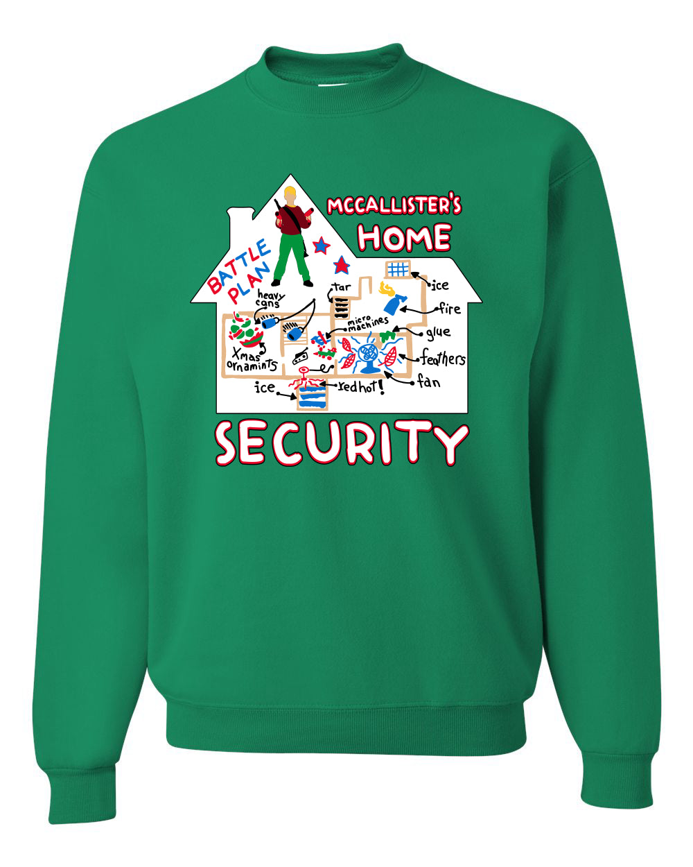 Battle Plans Alone McCallister's Home Security , Christmas Gifts, Funny Xmas Gift Idea, Ugly Christmas Sweater Unisex Crewneck Sweatshirt