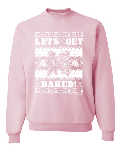 Unisex Crewneck Graphic Ugly Xmas Sweater Sweatshirt, Holiday Ginger Bread Design, Let's Get Baked  Ugly Christmas Sweater Unisex Crewneck Sweatshirt