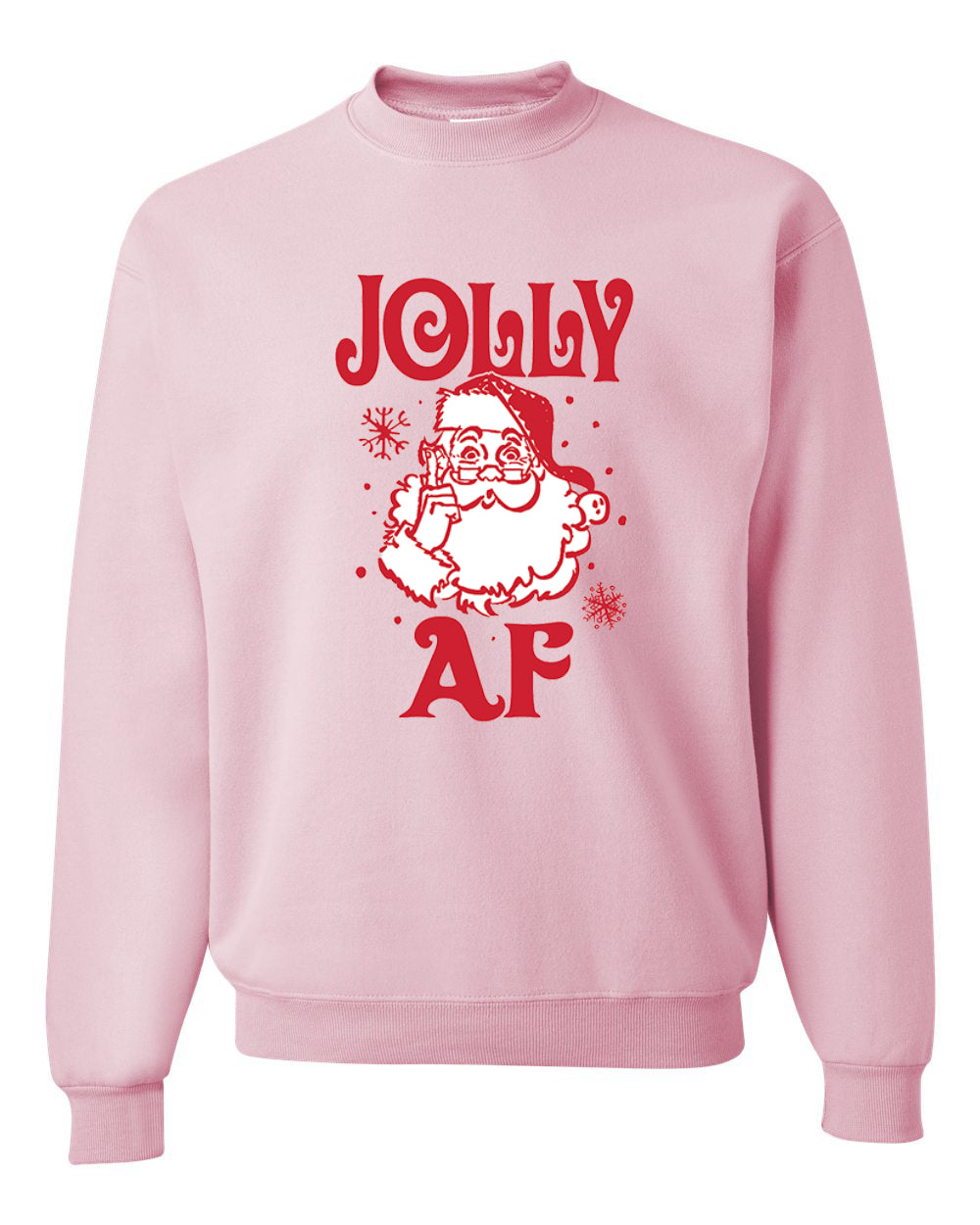 Unisex Graphic Crewneck Christmas Sweatshirt, Santa Jolly AF Ugly Christmas Sweater Unisex Crewneck Sweatshirt
