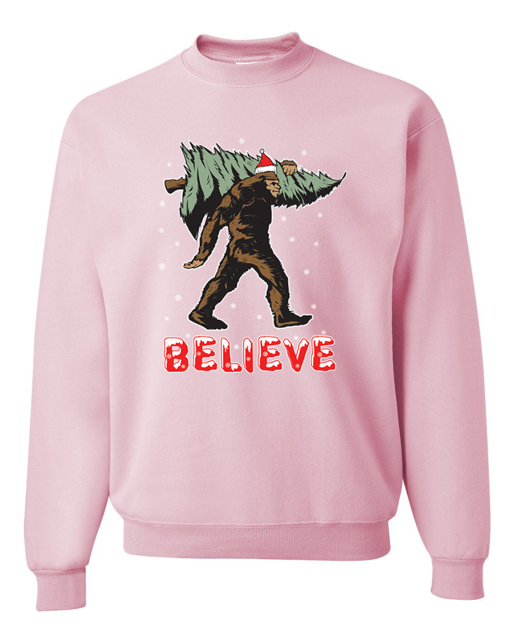 Men's Christmas Long Sleeve Shirt Believe Santa Sasquatch Bigfoot Wild Bobby Ugly Christmas Sweater Unisex Crewneck Sweatshirt
