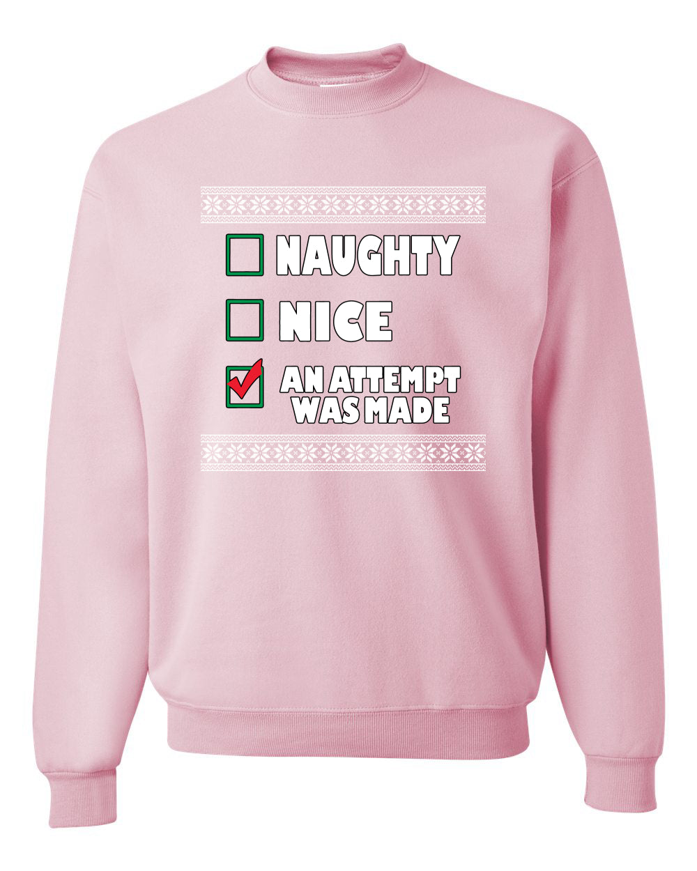 Attempted to be Naughty and Nice Men's Ugly Sweater for Christmas Long Sleeve Shirt Ugly Christmas Sweater Unisex Crewneck Sweatshirt