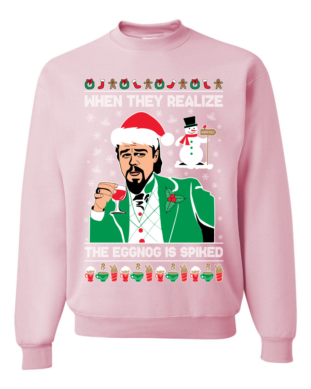 Funny Unisex Ugly Xmas Graphic Crewneck Sweater Leo The Eggnog Meme  Ugly Christmas Sweater Unisex Crewneck Sweatshirt