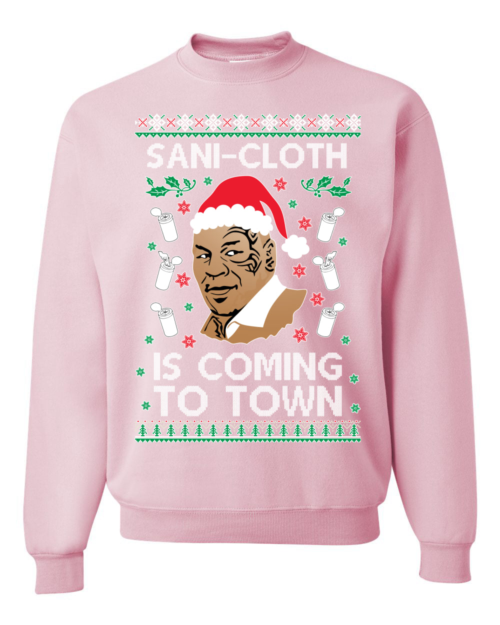 Premium Ugly Xmas Sweater Sweatshirt Graphic Hoodie, Mike Tyson, Sani Cloth is Coming to Town, Wild Bobby Ugly Christmas Sweater Unisex Crewneck Sweatshirt