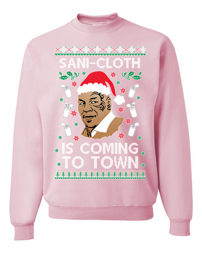 Premium Ugly Xmas Sweater Sweatshirt Graphic Hoodie, Mike Tyson, Sani Cloth is Coming to Town, Wild Bobby Ugly Christmas Sweater Unisex Crewneck Sweatshirt