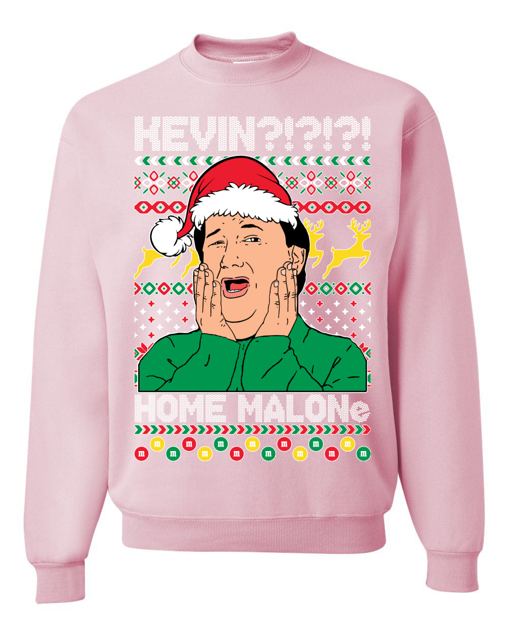 Unisex Christmas Graphic Sweatshirt Crewneck, Kevin Home Malone The Office TV Ugly Christmas Sweater Unisex Crewneck Sweatshirt