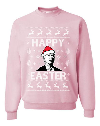 Unisex Graphic Ugly Xmas Sweater Sweatshirt, Biden Happy Easter Ugly Christmas Sweater Unisex Crewneck Sweatshirt
