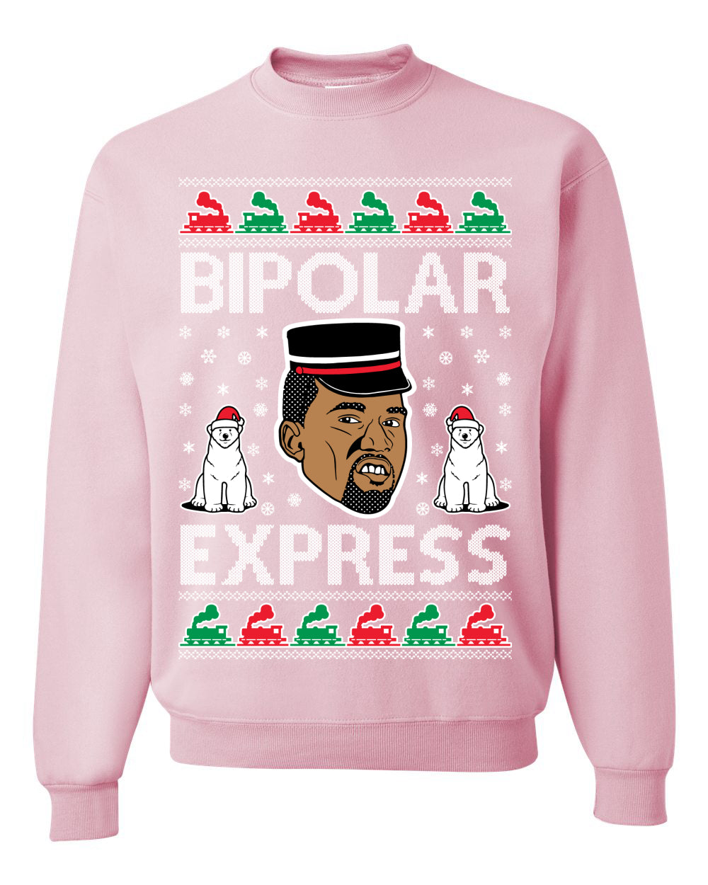 Funny Ugly Xmas Holiday Sweater Sweatshirt Bipolar Express Ye Bipolar Express Ye Premium Hoodie Ugly Christmas Sweater Unisex Crewneck Sweatshirt