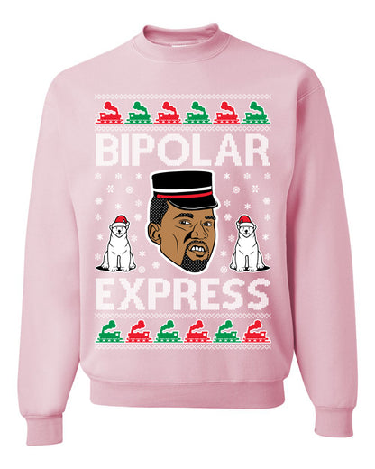Funny Ugly Xmas Holiday Sweater Sweatshirt Bipolar Express Ye Bipolar Express Ye Premium Hoodie Ugly Christmas Sweater Unisex Crewneck Sweatshirt