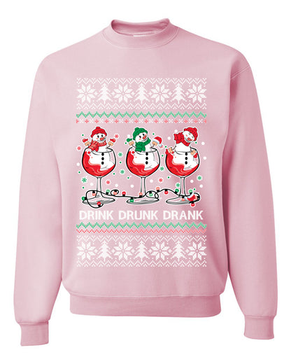 Holiday Spirits Drink Drank Drunk Snowmen, Christmas Gifts, Funny Xmas Gift Idea, Ugly Christmas Sweater Unisex Crewneck Sweatshirt