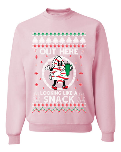 Out Here Looking Like A Snack Cookie, Funny Christmas, Christmas Gifts, Funny Xmas Gift Idea, Ugly Christmas Sweater Unisex Crewneck Sweatshirt