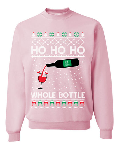 Ho Ho Ho Whole Bottle Wine Spirits, Christmas Gifts, Funny Xmas Gift Idea, Ugly Christmas Sweater Unisex Crewneck Sweatshirt