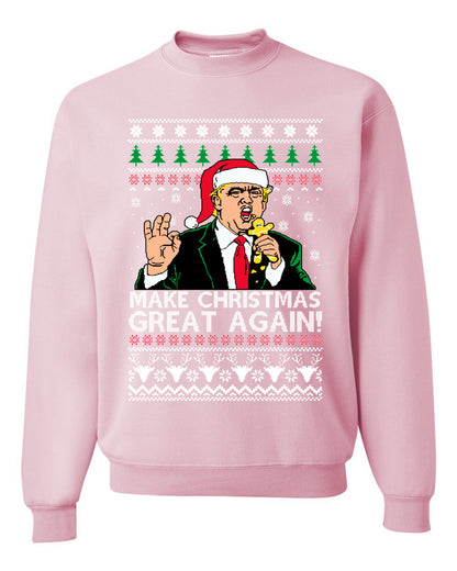 Funny Graphic Meme Ugly Unisex Christmas Crewneck Sweater Sweatshirt, Donald Trump, "Make Christmas Great Again" Ugly Christmas Sweater Unisex Crewneck Sweatshirt