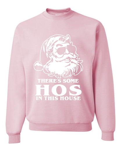 Unisex Graphic Crewneck Christmas Sweatshirt, There's Some Hos In This House Ugly Christmas Sweater Unisex Crewneck Sweatshirt