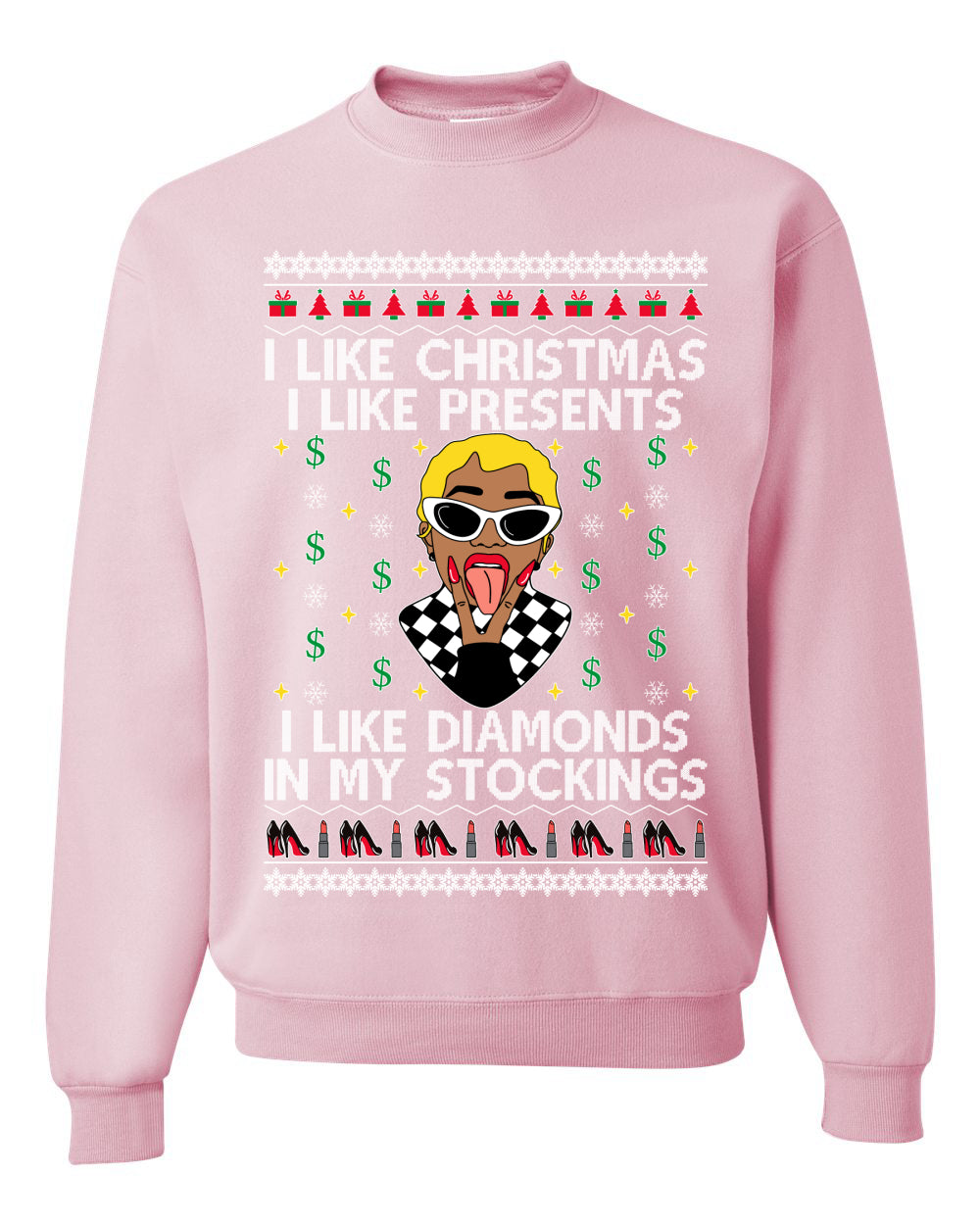 I Like Christmas, I like Presents Cardi, Christmas Gifts, Funny Xmas Gift Idea, Ugly Christmas Sweater Unisex Crewneck Sweatshirt