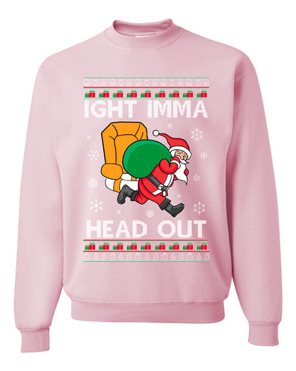 Graphic Funny Meme Ugly Christmas Crewneck Sweater Sweatshirt Ight Imma Head Out, Wild Bobby Ugly Christmas Sweater Unisex Crewneck Sweatshirt
