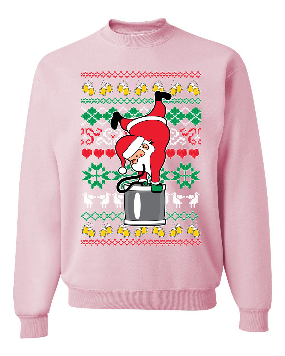Unisex Ugly Xmas Graphic Crewneck Sweater Sweatshirt Drunk Keg Stand Beer Drinking Santa Ugly Christmas Sweater Unisex Crewneck Sweatshirt
