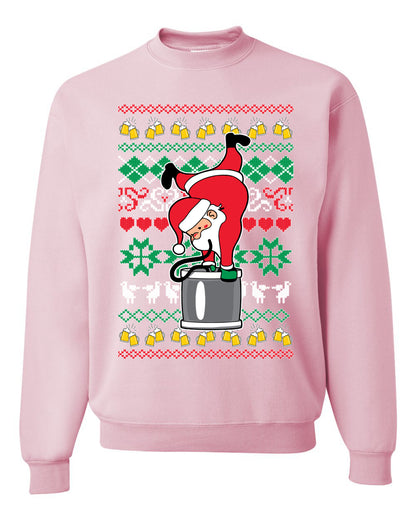 Unisex Ugly Xmas Graphic Crewneck Sweater Sweatshirt Drunk Keg Stand Beer Drinking Santa Ugly Christmas Sweater Unisex Crewneck Sweatshirt