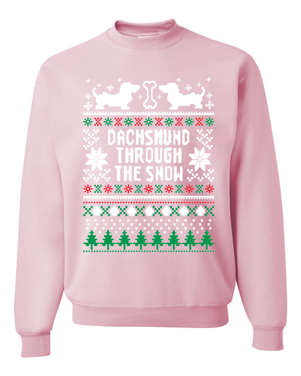 Graphic Daschund Through The Snow Christmas Wild Bobby Ugly Christmas Butcher Apron BBQ Grilling, Kitchen Cooking Ugly Christmas Sweater Unisex Crewneck Sweatshirt