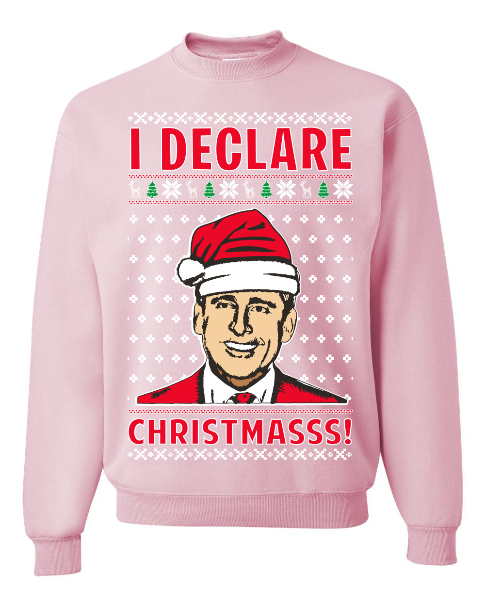 Unisex Ugly Xmas Graphic Crewneck Sweater Sweatshirt Office TV Michael Scott I Declare Christmasss Ugly Christmas Sweater Unisex Crewneck Sweatshirt