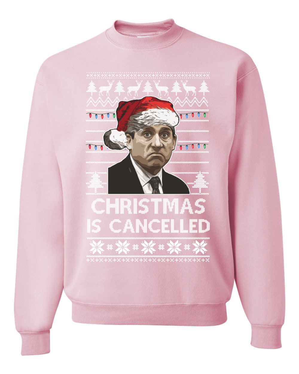 Men's Ugly Sweater for Christmas Long Sleeve Shirt Michael Scott Office "Christmas Is Cancelled" Ugly Christmas Sweater Unisex Crewneck Sweatshirt
