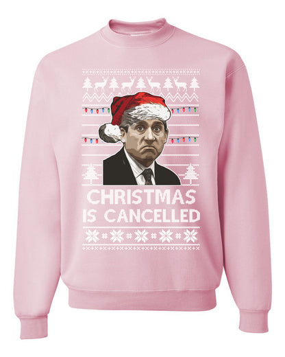 Men's Ugly Sweater for Christmas Long Sleeve Shirt Michael Scott Office "Christmas Is Cancelled" Ugly Christmas Sweater Unisex Crewneck Sweatshirt