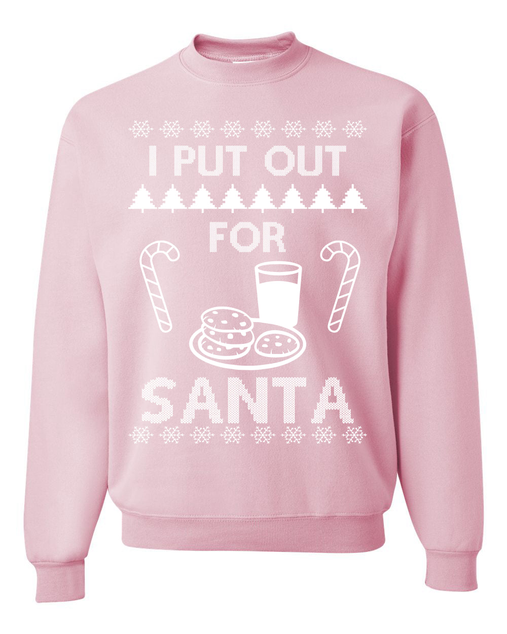 Funny Adult Men's Ugly Holiday Xmas Sweater, "I Put Out for Santa", Milk Cookies Candy Ugly Christmas Sweater Unisex Crewneck Sweatshirt