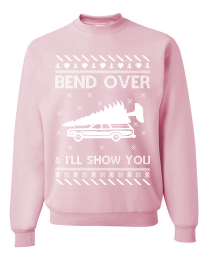 Unisex Ugly Xmas Sweater Graphic T-Shirt, "Bend Over and I'll Show You", Wild Bobby  Ugly Christmas Sweater Unisex Crewneck Sweatshirt