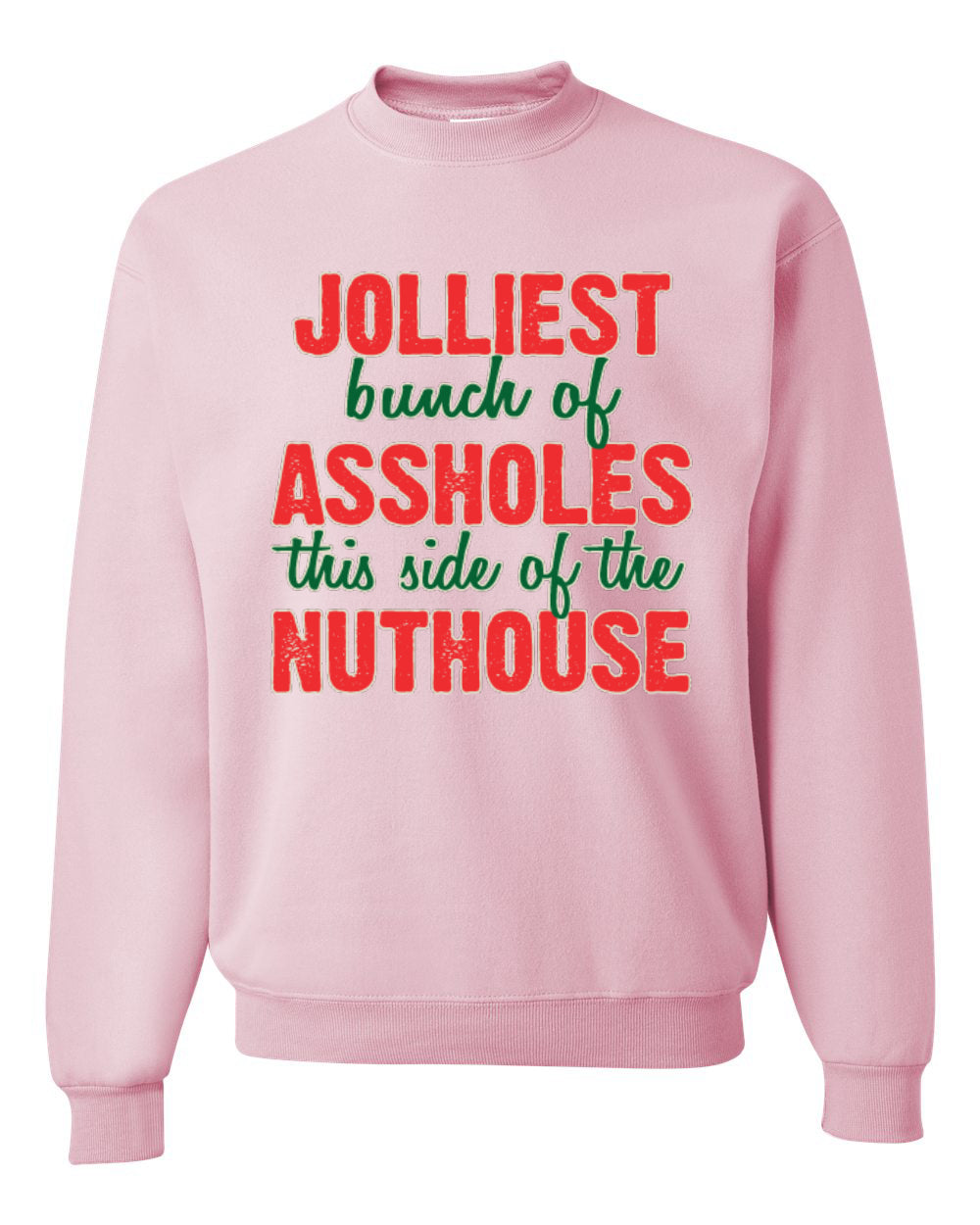 Ugly Christmas Butcher Graphic Apron, Cooking BBQ Grilling Kitchen, "Jolliest Bunch of Assholes This Side of Nuthouse", Wild Bobby Ugly Christmas Sweater Unisex Crewneck Sweatshirt