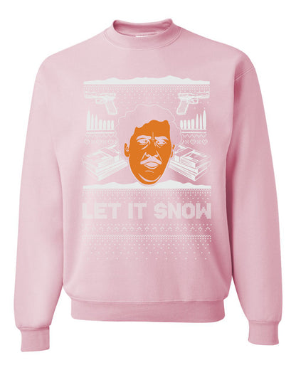 Ugly Christmas Crewneck Sweater Graphic Sweatshirt Unisex Funny, Let It Snow, Pablo Escobar, Merry Xmas Ugly Christmas Sweater Unisex Crewneck Sweatshirt