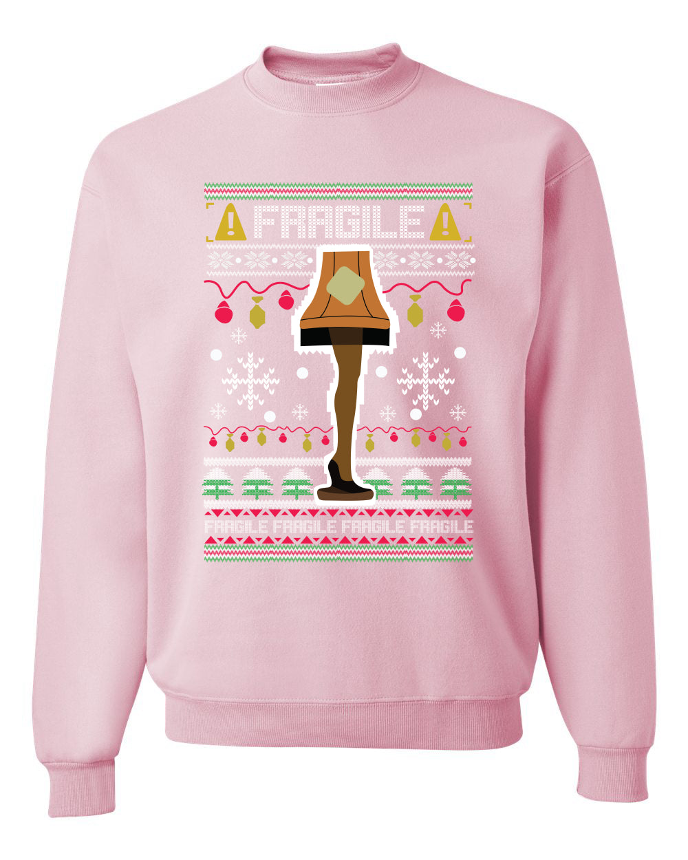 Men's Funny Ugly Xmas Holiday Sweater Long Sleeves Wild Bobby's Fragile Leg Lamp Ugly Christmas Sweater Unisex Crewneck Sweatshirt