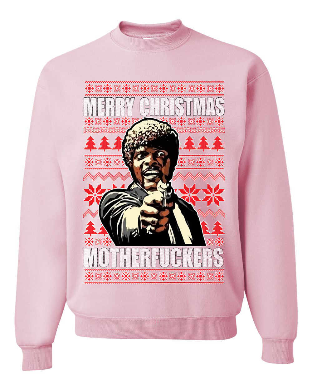 Unisex Graphic Ugly Xmas Sweater Crewneck Sweatshirt, Merry Christmas Motherfuckers Ugly Christmas Sweater Unisex Crewneck Sweatshirt