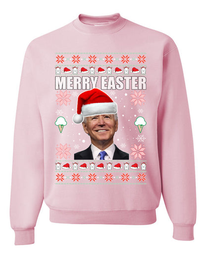 Funny Ugly Xmas Holiday Sweater Sweatshirt Graphic Crewneck Joe Biden Merry Easter Ugly Christmas Sweater Unisex Crewneck Sweatshirt