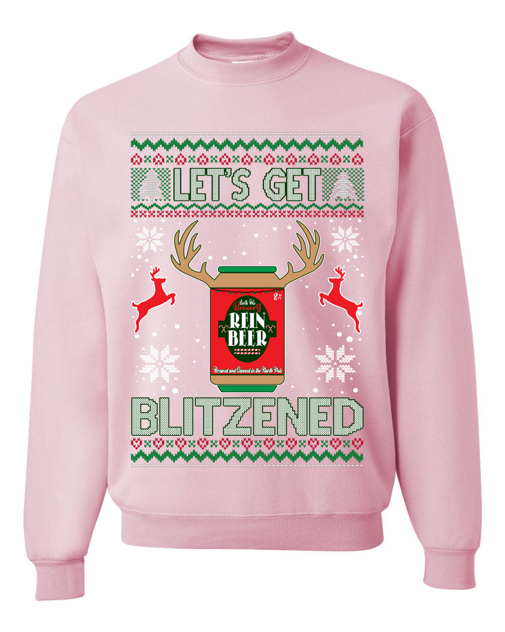 Men's Ugly Sweater for Christmas Holidays Long Sleeve Shirt Wild Bobby Let's Get Blitzened Rein Beer Ugly Christmas Sweater Unisex Crewneck Sweatshirt