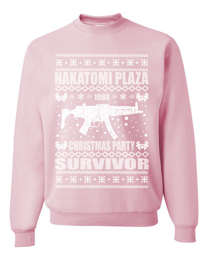 Ugly Xmas Crewneck Sweater Graphic Sweatshirt Unisex Nakatomi Plaza Christmas Party Survivor 1988 Ugly Christmas Sweater Unisex Crewneck Sweatshirt