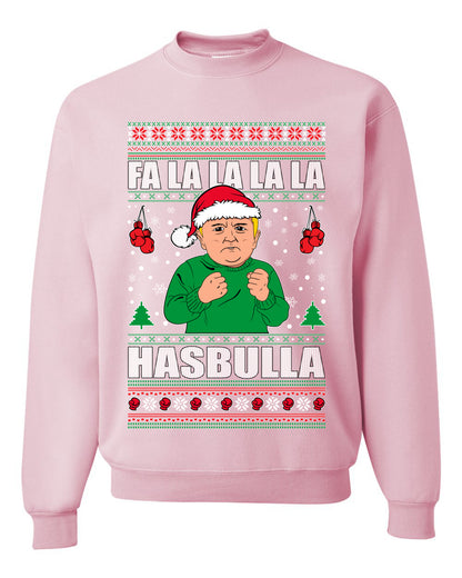 Men's Ugly Xmas Long Sleeve Shirt Sweater, FA la la la la HASBULla Ugly Christmas Sweater Unisex Crewneck Sweatshirt