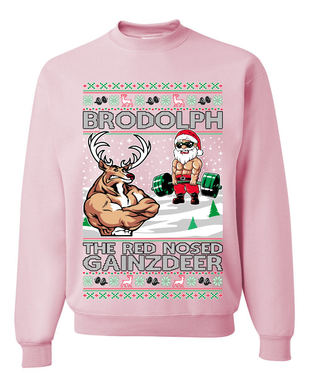 Unisex Ugly Graphic Xmas Crewneck Sweater Sweatshirt Brodolph Santa Working Out Gym the Red Nosed Gainzdeer Wild Bobby Ugly Christmas Sweater Unisex Crewneck Sweatshirt